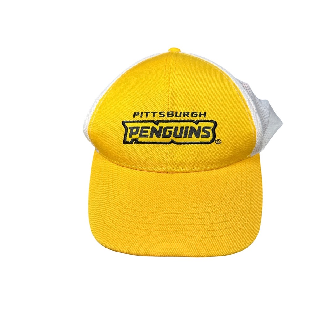 Pittsburgh Penguins Trucker Hat Yellow White Mesh Adjustable NHL Hockey Cap